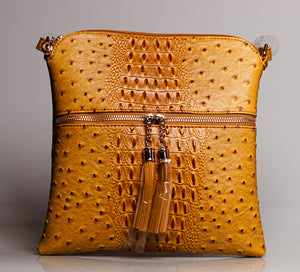 Ostrich Croc Crossbody Bag (Color: Blue, Mustard, Purple, Brown)