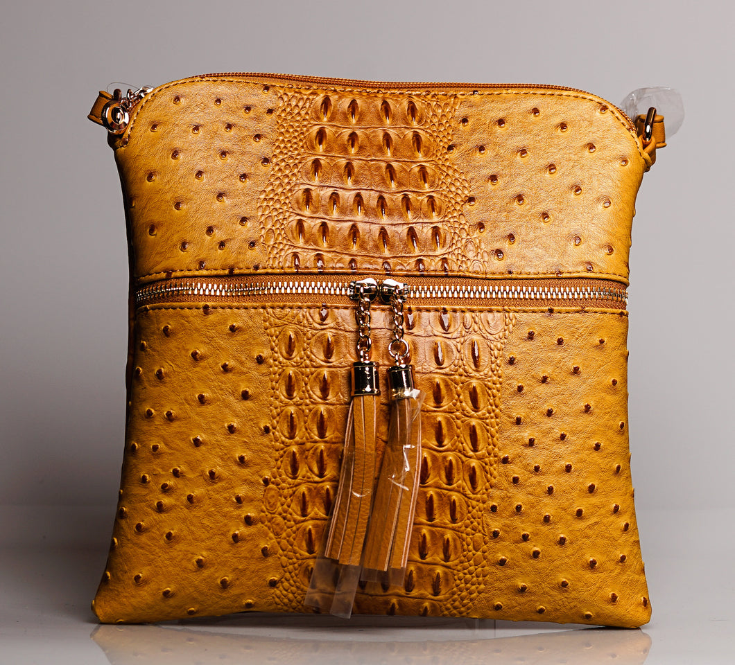 Ostrich Croc Crossbody Bag (Color: Blue, Mustard, Purple, Brown)