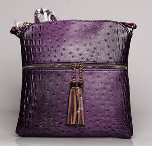 Ostrich Croc Crossbody Bag (Color: Blue, Mustard, Purple, Brown)