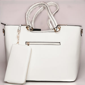 White Bow Tote Handbag With Wallet