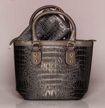 Load image into Gallery viewer, Petite Croc Fashion  Handbag With Wallet (Colors: Black, Grey)
