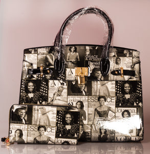 Michelle Obama Black & White Handbag With Wallet